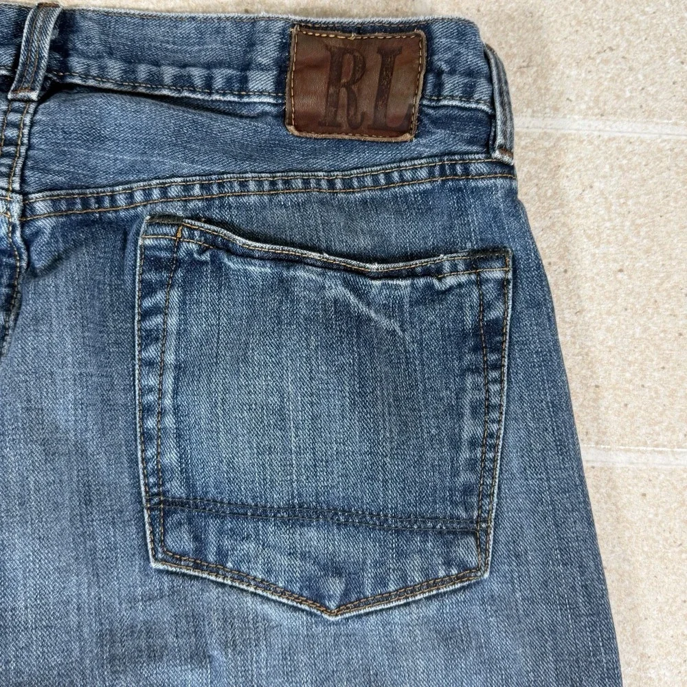 Vtg Y2K Polo Ralph Lauren THOMPSON Relaxed Fit Blue Denim Jeans 34x34 Wide Leg